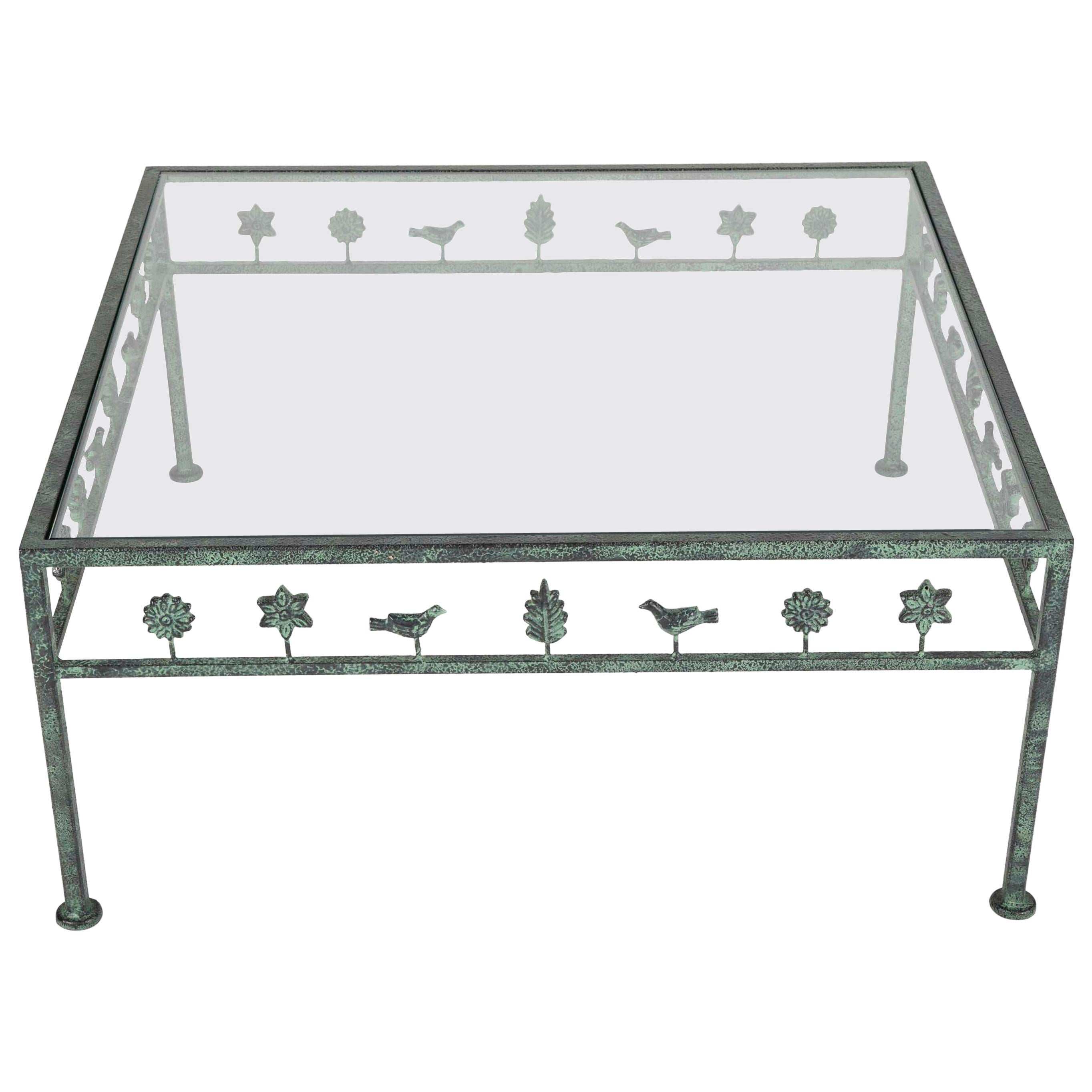 Diego Giacometti Style Iron and Glass Coffee Table