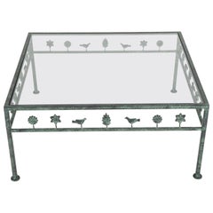 Diego Giacometti Style Iron and Glass Coffee Table