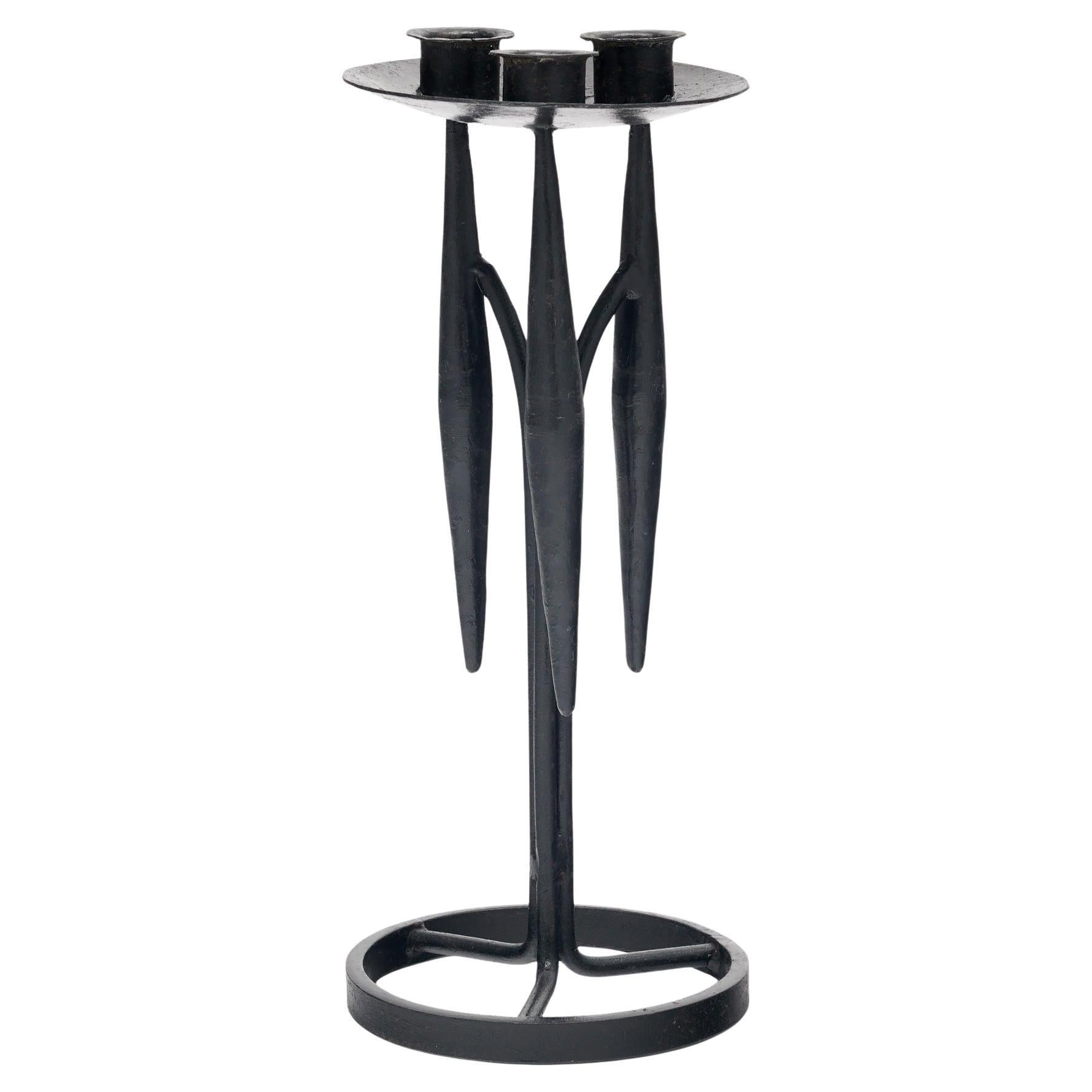 Diego Giacometti Style Iron Candlestick For Sale