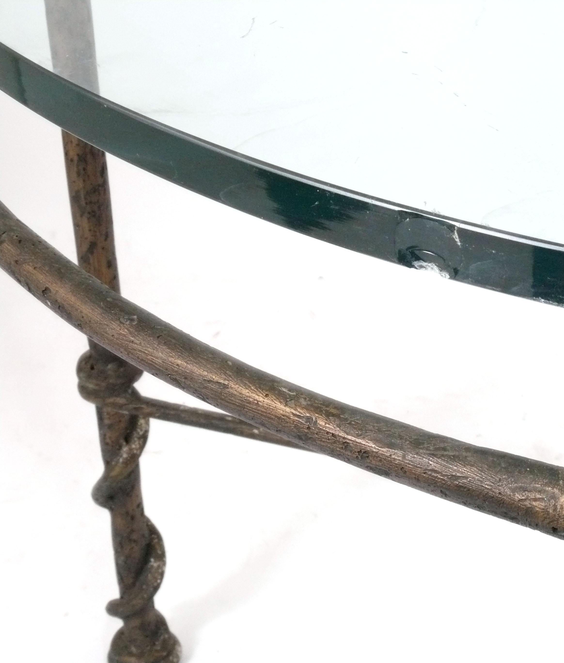 Late 20th Century Diego Giacometti Style Iron Center Game or Breakfast Table Base For Sale
