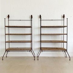 Diego Giacometti Style Wrought Iron and Cantera Stone Book Shelves