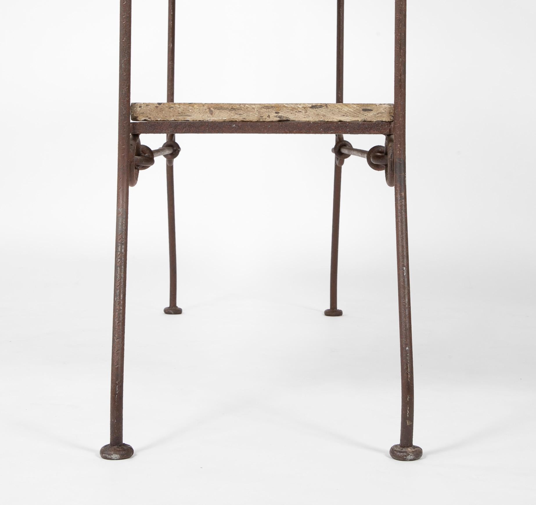 Diego Giacometti Style Wrought Iron and Stone Book Shelves 2