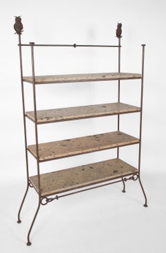 Diego Giacometti Stil Schmiedeeisen und Stein Bücherregale