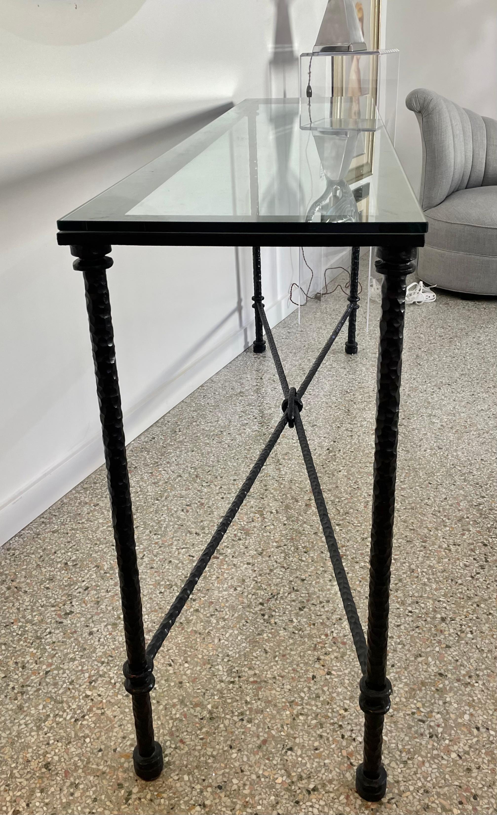 Modern Diego Giacometti Style Wrought Iron Console Table For Sale