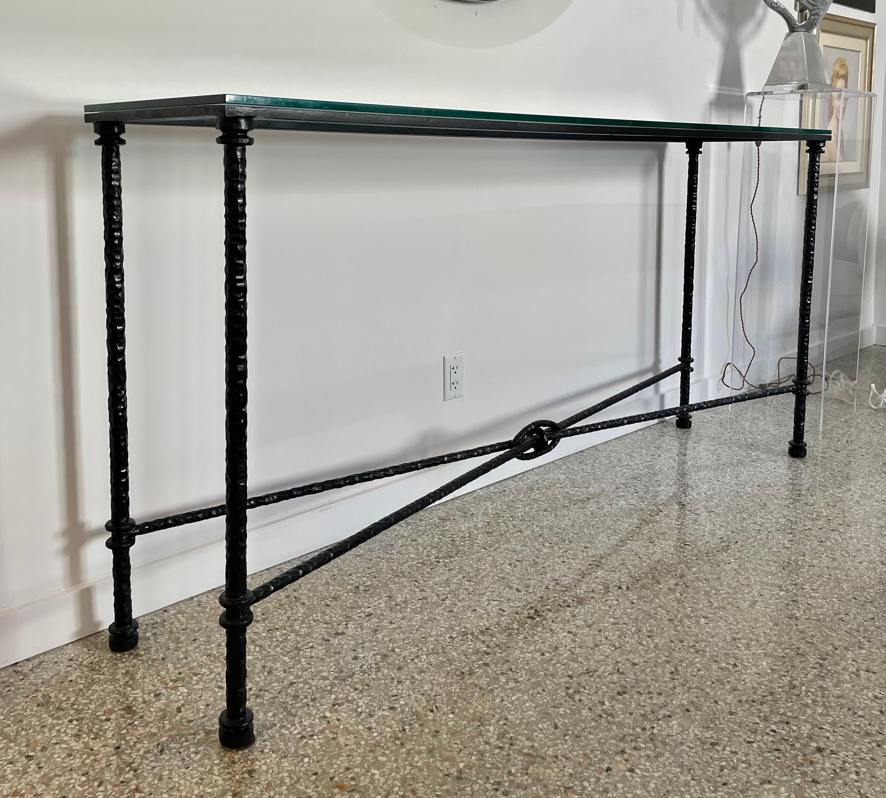 American Diego Giacometti Style Wrought Iron Console Table For Sale