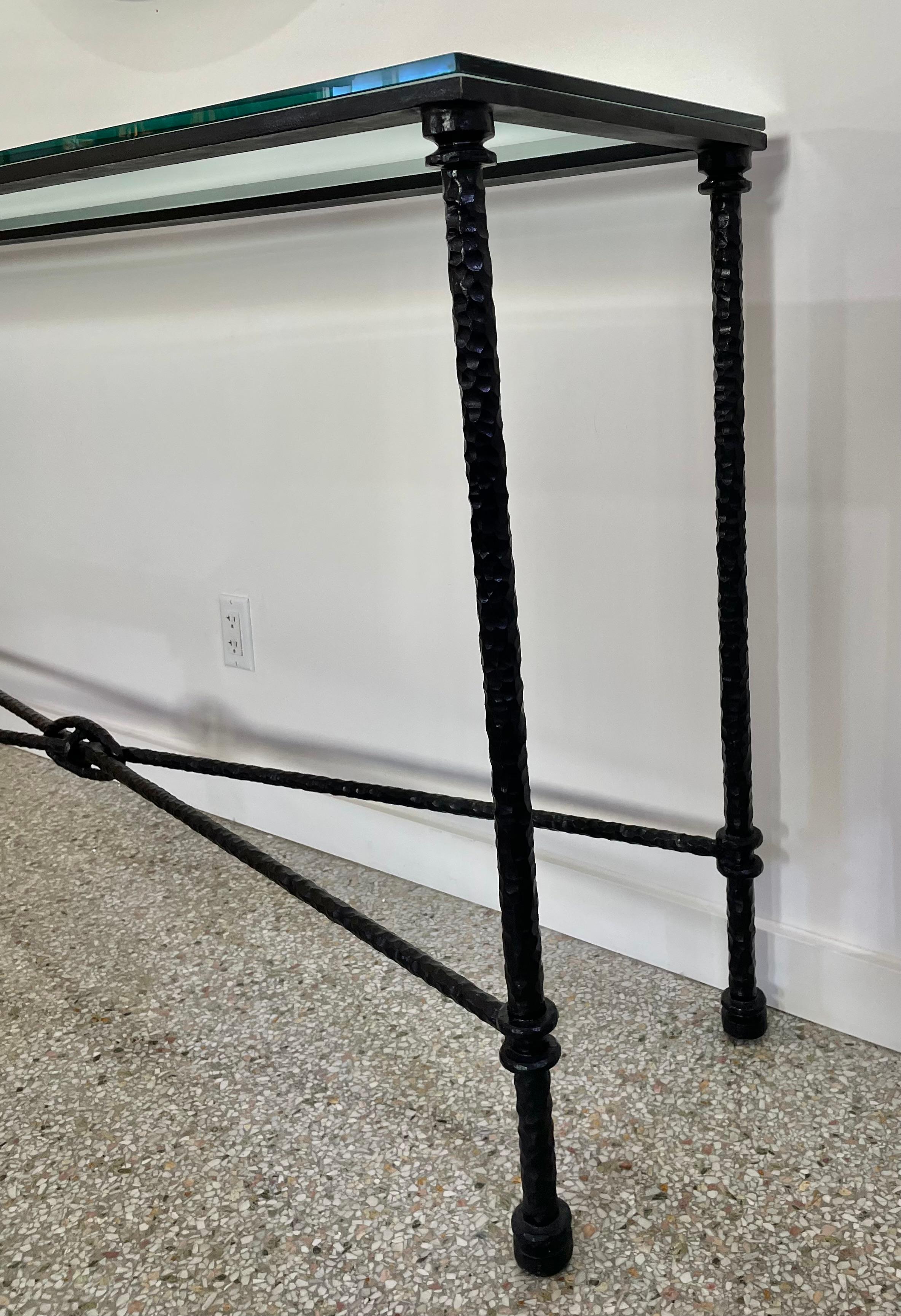 Diego Giacometti Style Wrought Iron Console Table In Good Condition For Sale In West Palm Beach, FL