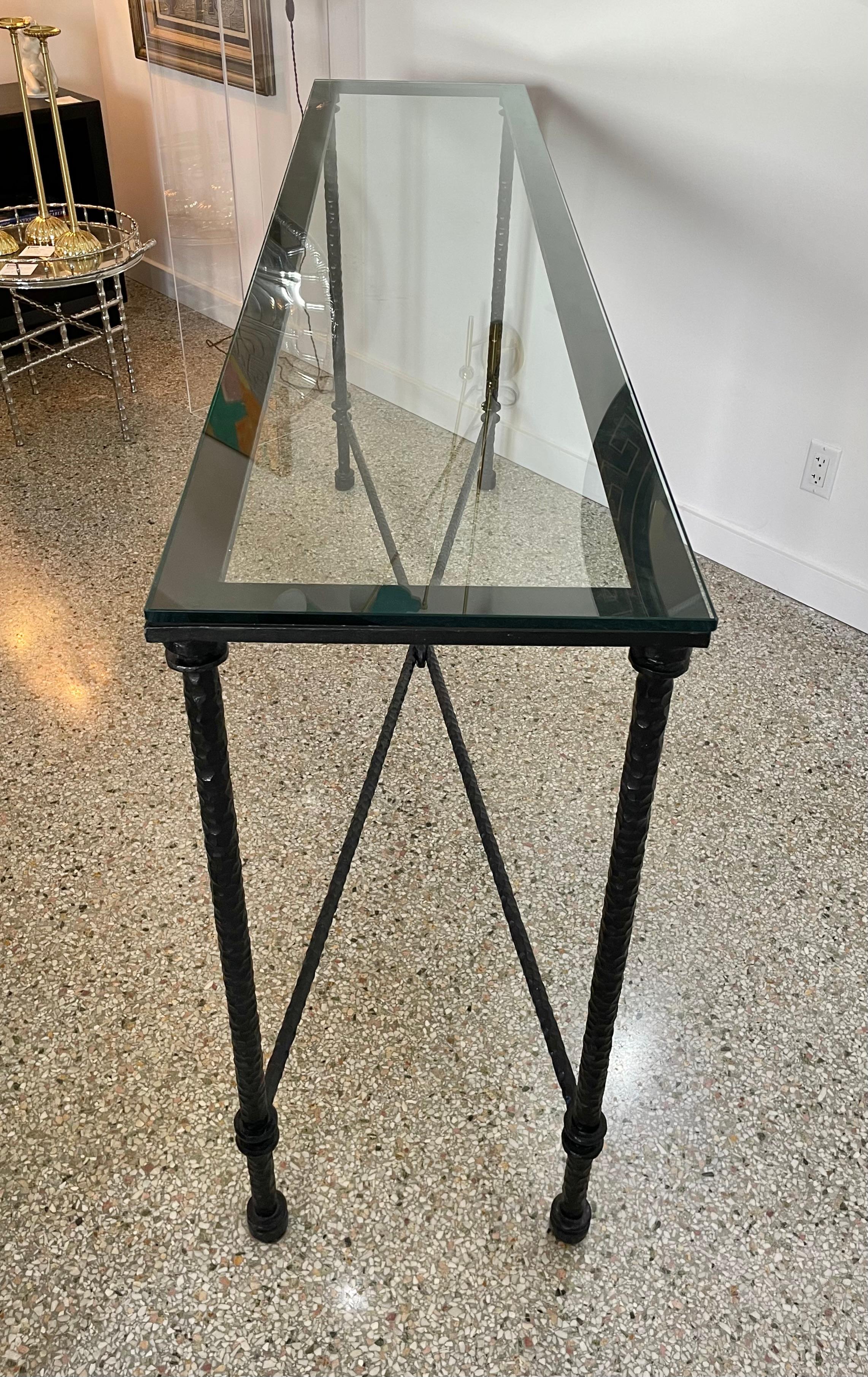 20th Century Diego Giacometti Style Wrought Iron Console Table For Sale