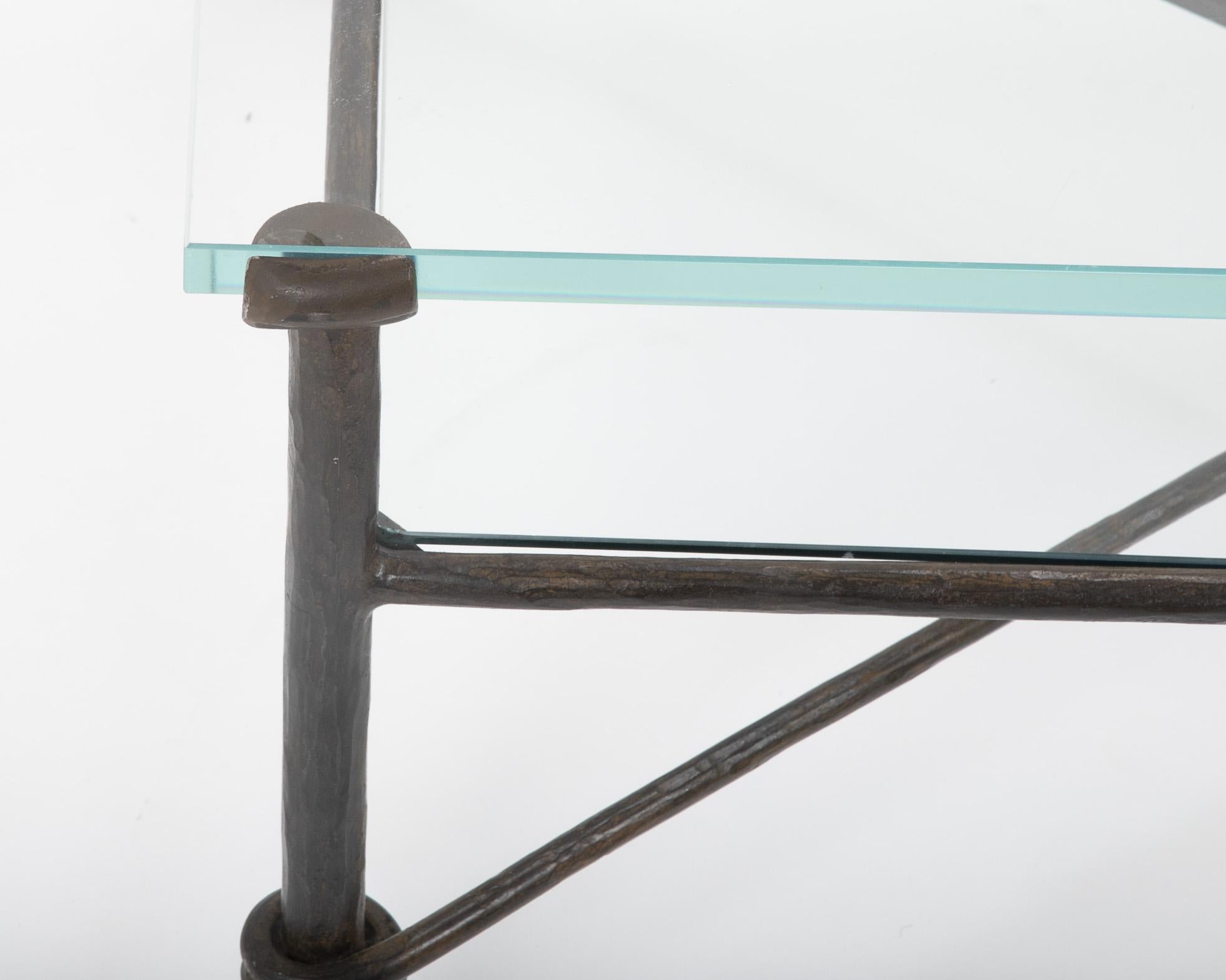 Diego Giacometti Style Wrought Iron Glass Topped Coffee Table 4
