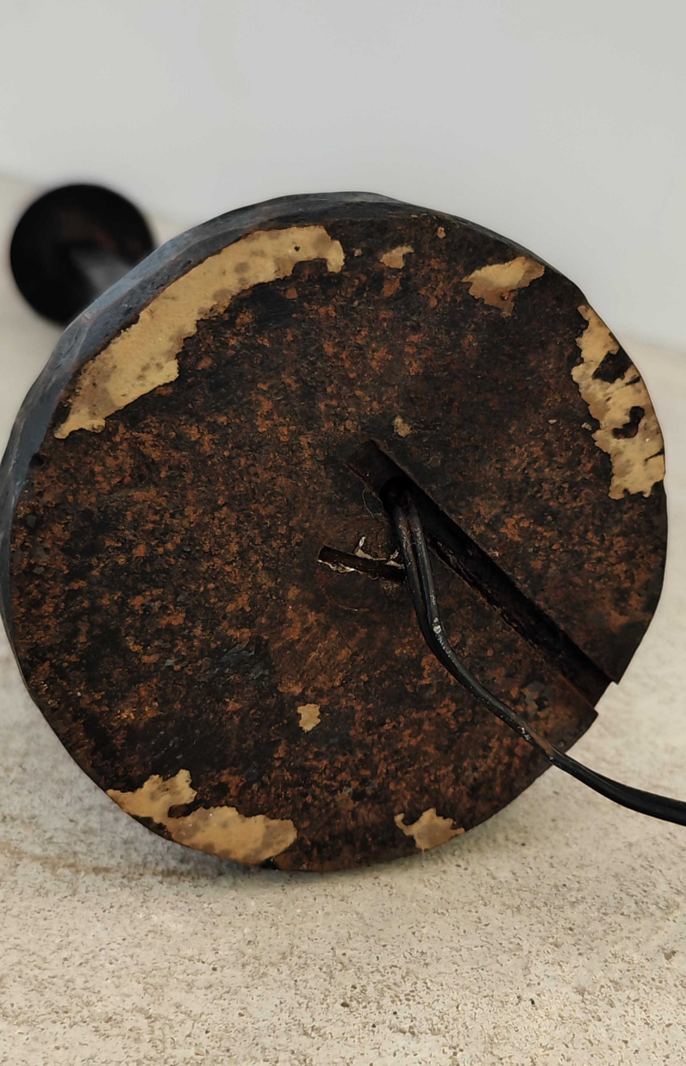 Diego Giacometti style wrought iron table lamp - 1950s - Italy - Brutalist style For Sale 6