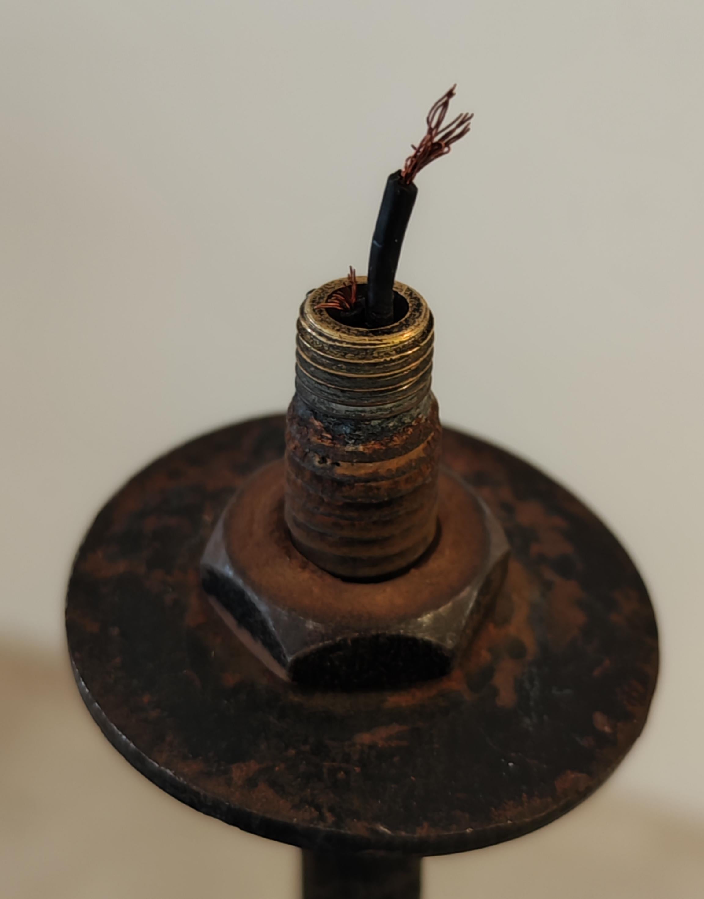 Diego Giacometti style wrought iron table lamp - 1950s - Italy - Brutalist style For Sale 7