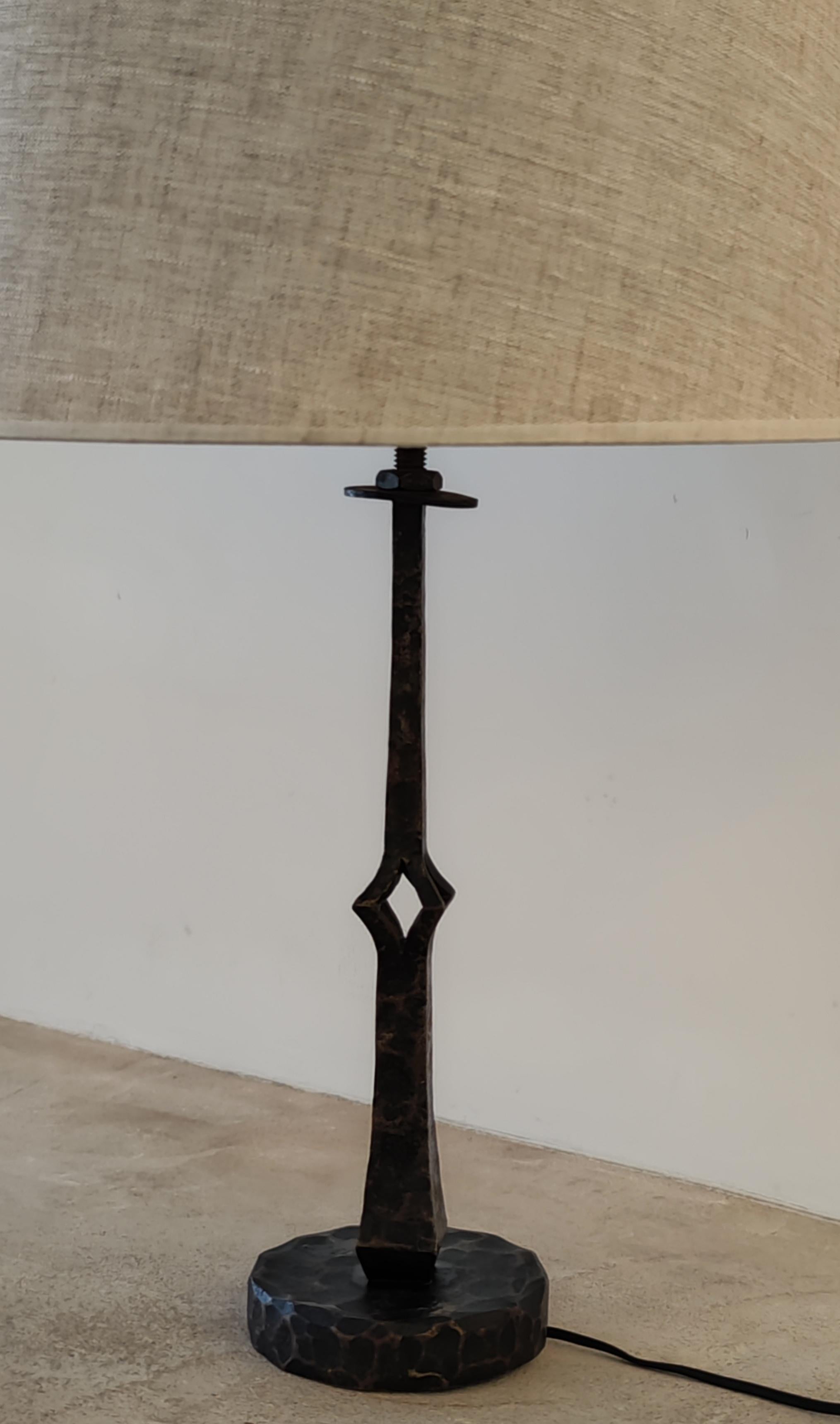 Diego Giacometti style wrought iron table lamp - 1950s - Italy - Brutalist style For Sale 11