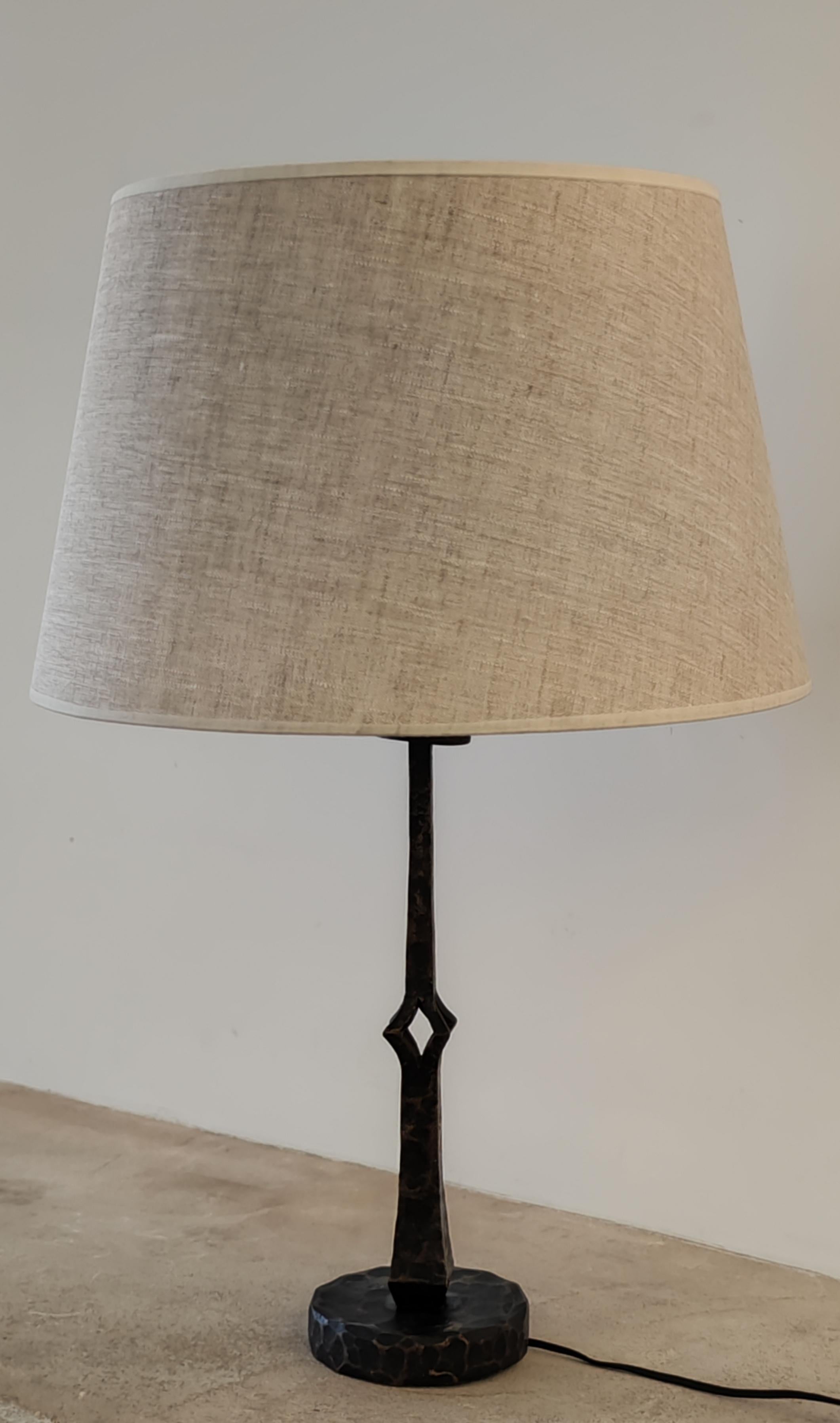 Diego Giacometti style wrought iron table lamp - 1950s - Italy - Brutalist style For Sale 12