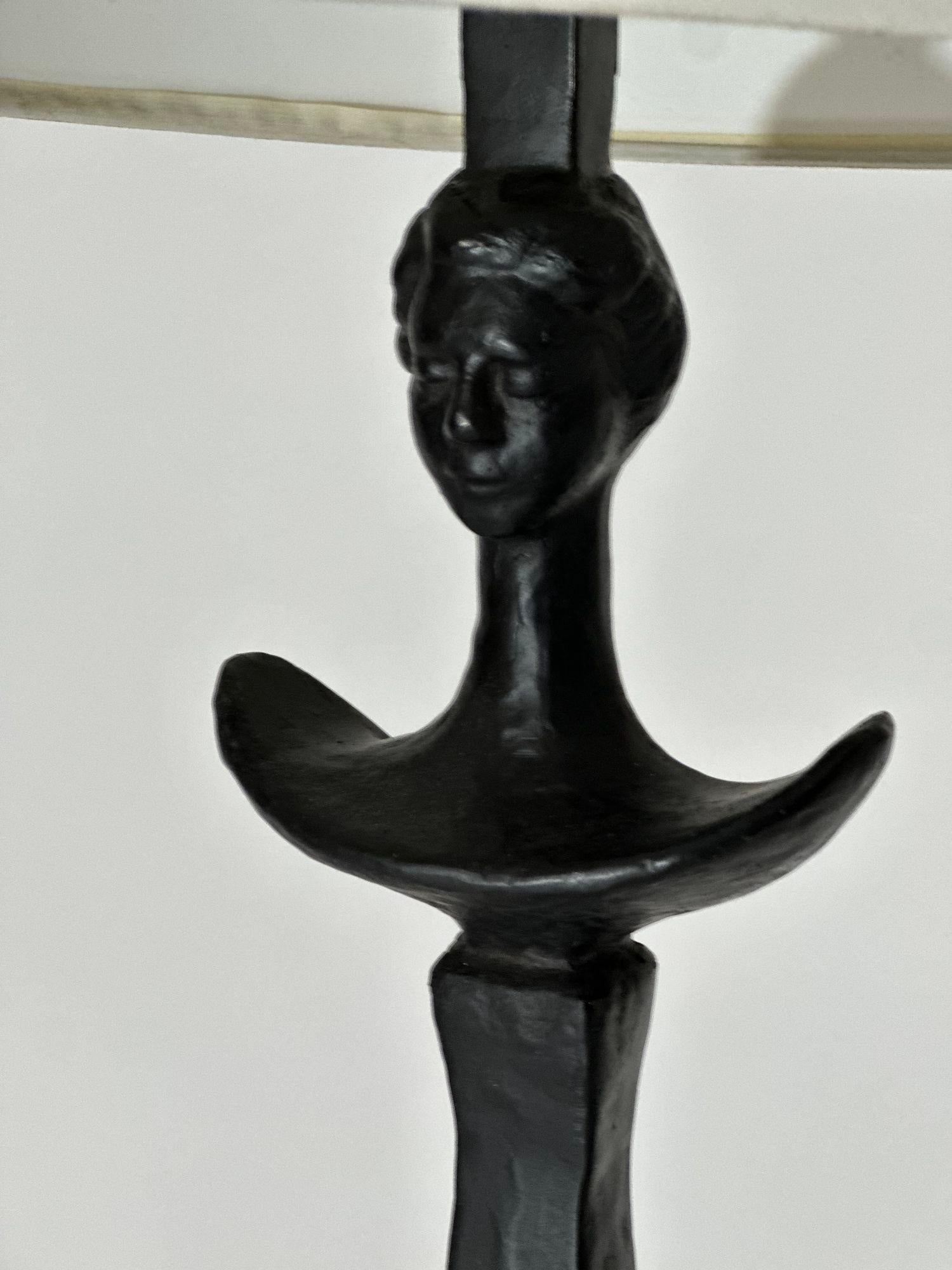Fin du 20e siècle Lampadaire Tete de femme Diego Giacometti