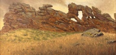 "La spina dorsale del diavolo" Pittura a olio originale, paesaggio del deserto