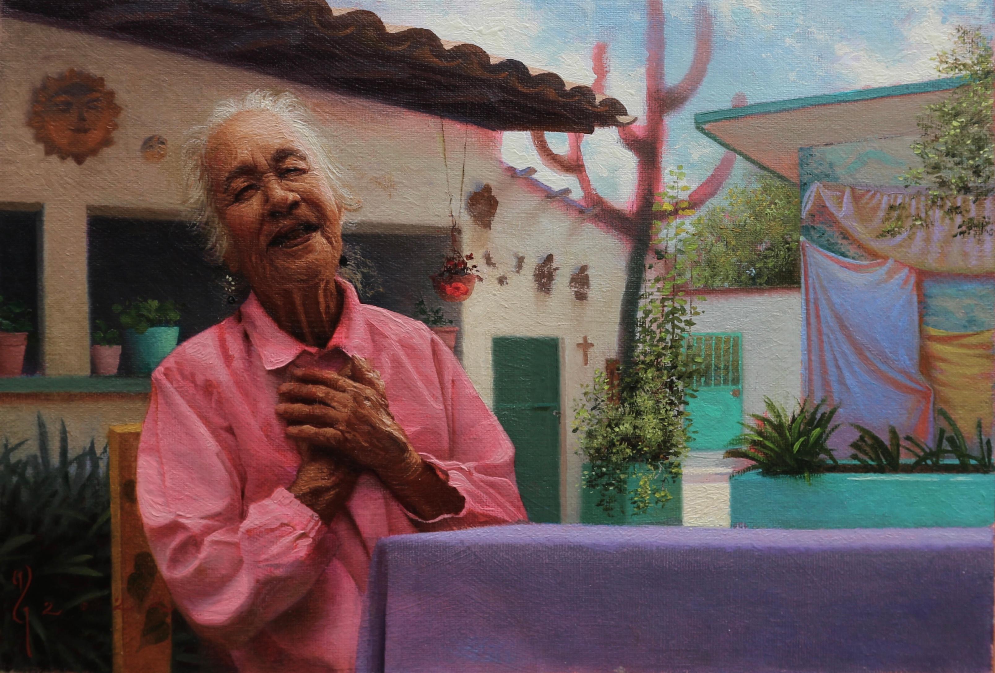 Diego Glazer Figurative Painting - "El Rancho de Gaby" Oil Painting