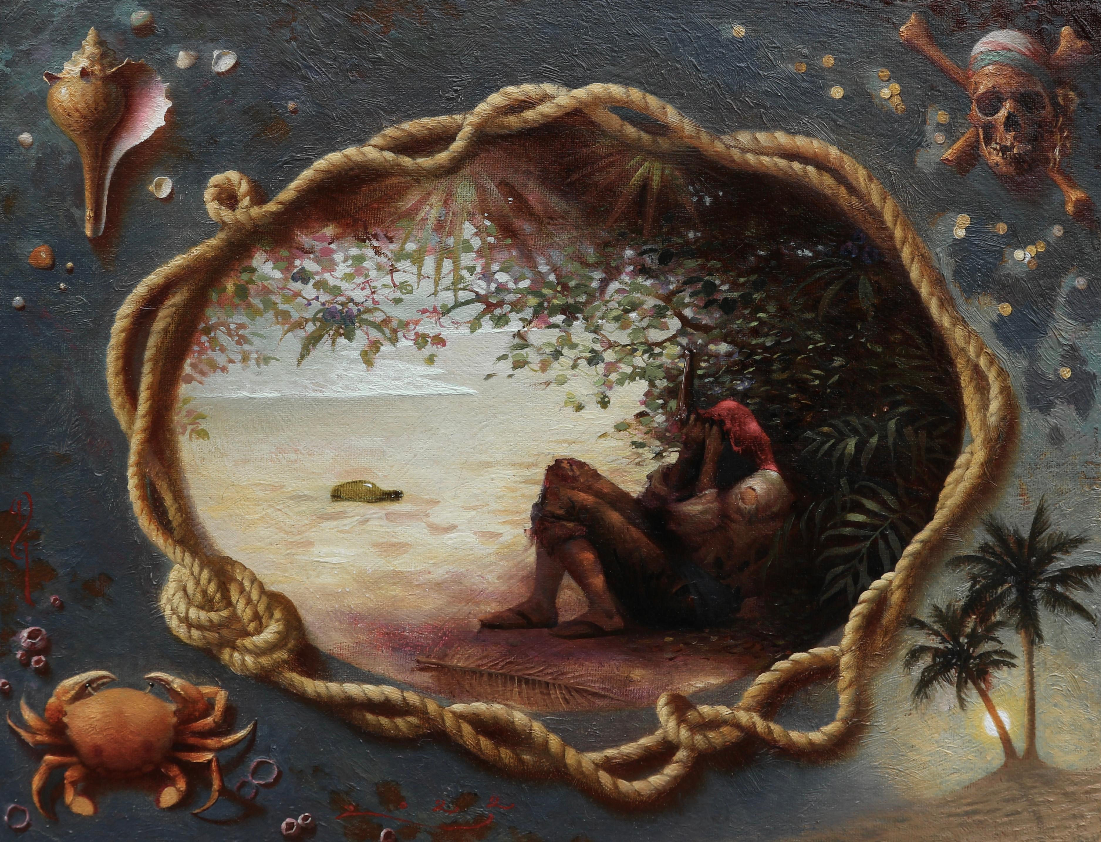 Figurative Painting Diego Glazer - ""Marooned"" Peinture à l'huile