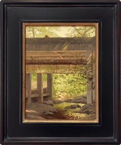 "Secluded Bridge" (2024), Original Photorealist Jungle Village Painting