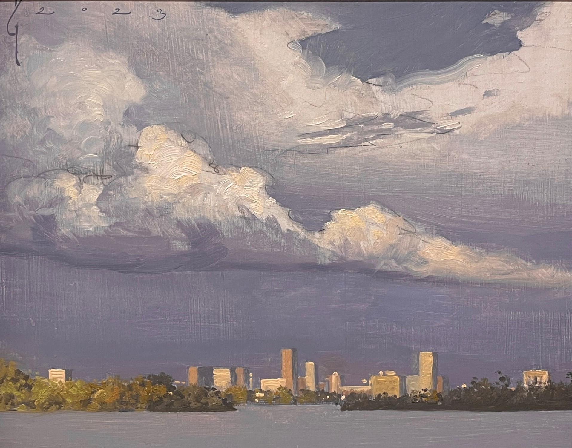 Figurative Painting Diego Glazer - "Sloan's Lake" Peinture à l'huile originale, paysage, Denver, CO