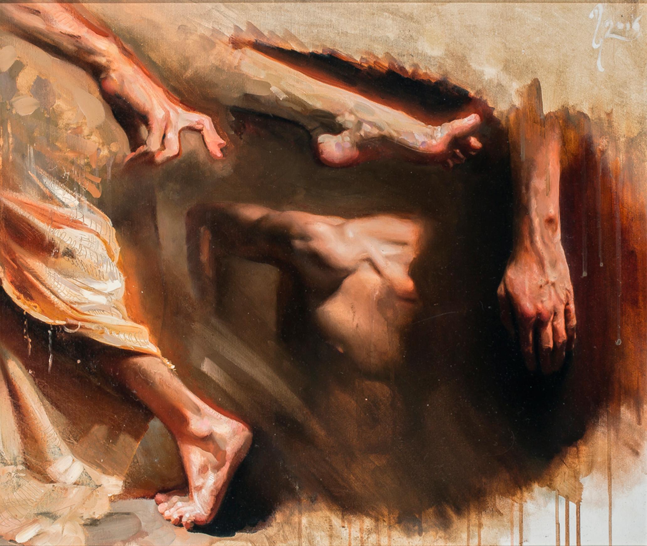 Diego Glazer Nude Painting – "Isolationshaft","  Ölgemälde