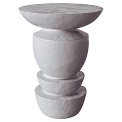 "Diego" Hand-Sculpted Plaster Side Table by Christiane Lemieux