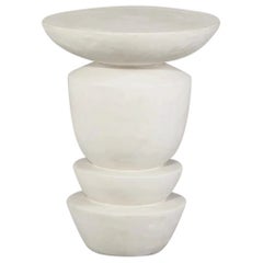 "Diego" Hand-Sculpted Plaster Side Table by Christiane Lemieux