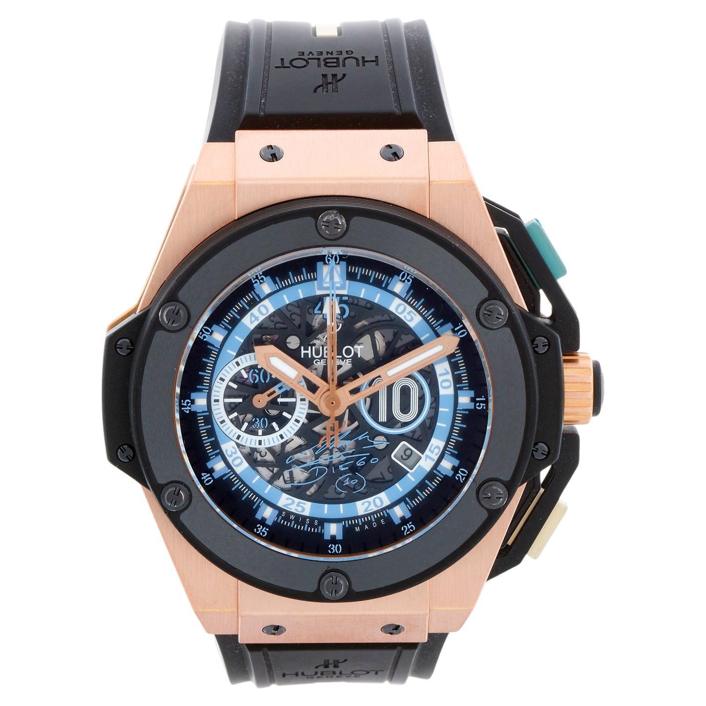 Diego Maradona Hublot King Power Skeleton Dial Rose Gold Men
s Watch 716.OM.1129 in vendita