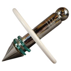 Diego Matthai Chrome Glass and Marble Spinning Top Sculpture Diego Matthai Chrome Glass and Marble Spinning Top Sculpture