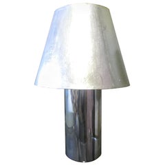 Diego Matthai Chrome Table Lamp with Silver Leaf Shade