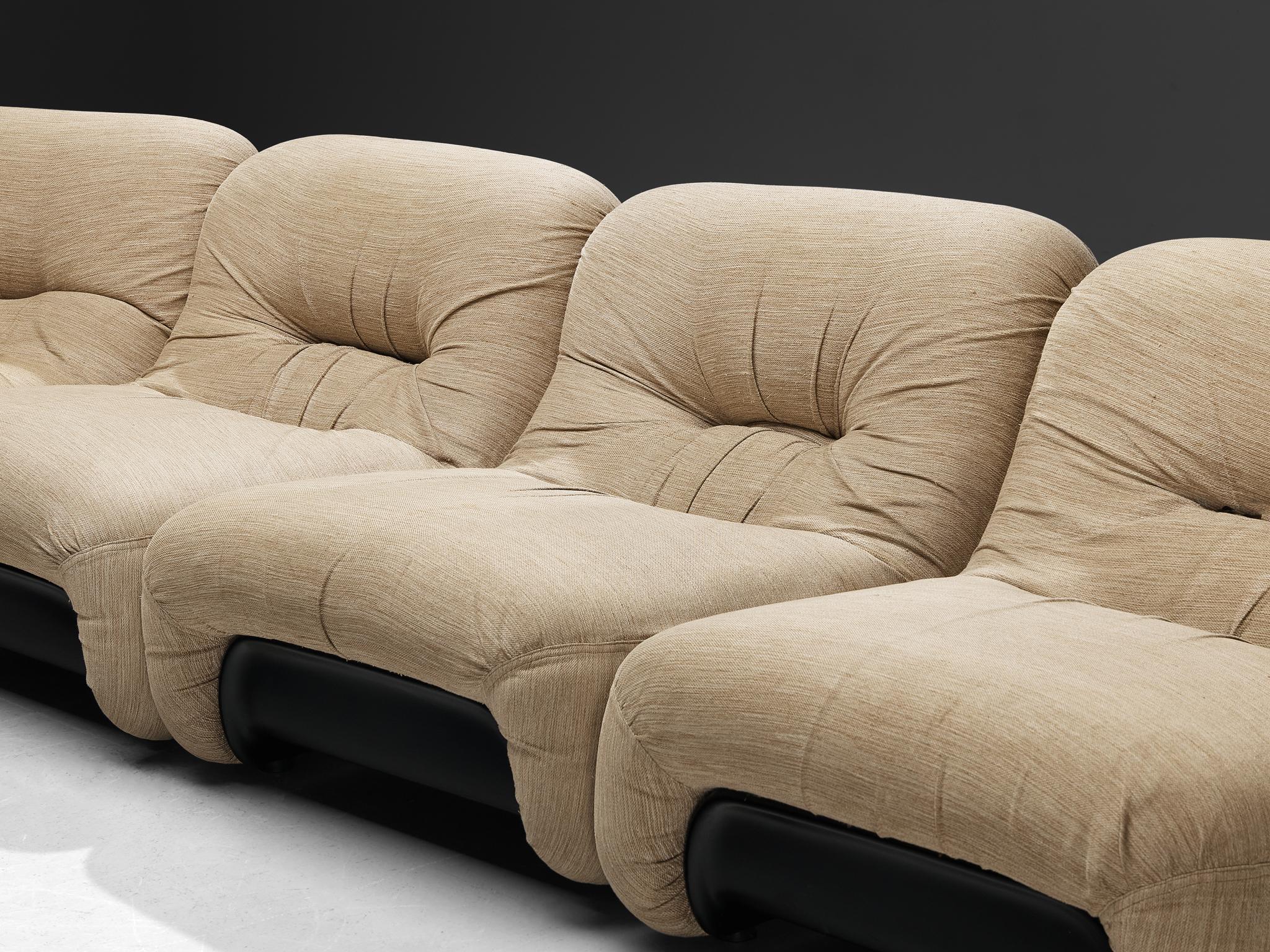 Diego Mattu para 1P Sofá modular 'Malù' en tapicería beige Italiano en venta
