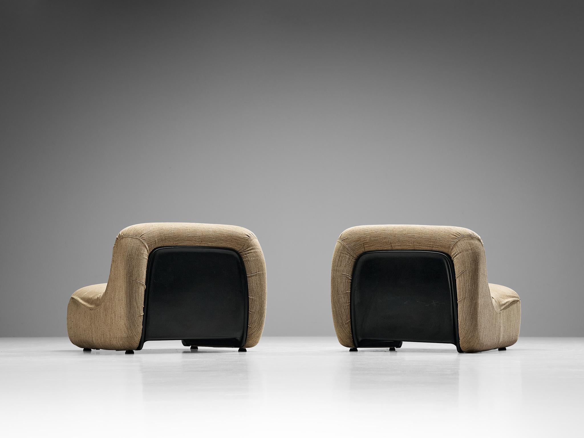 Italian Diego Mattu for 1P Pair of 'Malù' Lounge Chairs in Beige Upholstery  For Sale
