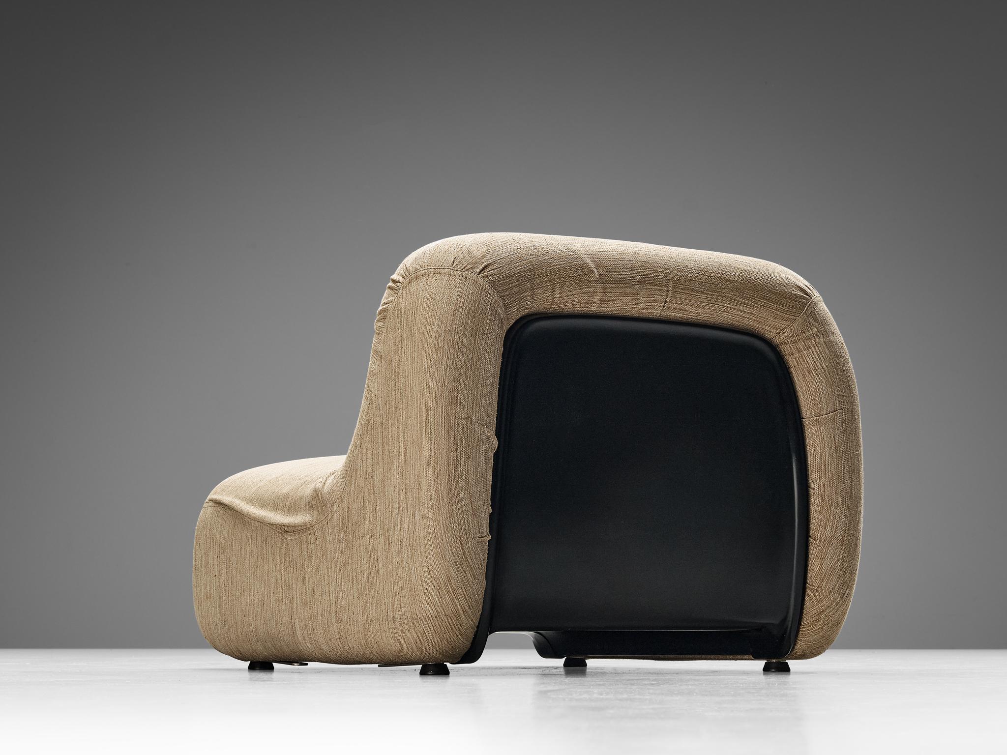 Mid-20th Century Diego Mattu for 1P Pair of 'Malù' Lounge Chairs in Beige Upholstery  For Sale