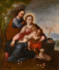 Peruvian School Holy Family, oil on canvas with drops of silver