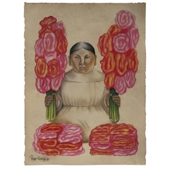 Diego Rivera Attributed Pastel and Ink on Paper Signed Dated 1928