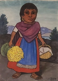 Jeune fille mexicaine revenant du marché