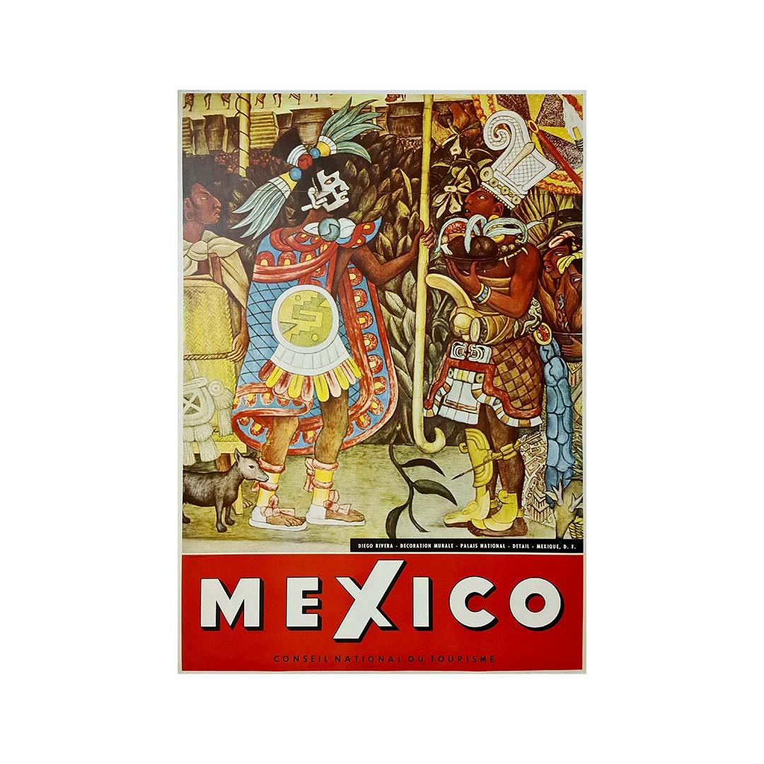 Circa 1955 affiche de voyage de l'artiste mexicain Diego Rivera - Mexique en vente 1