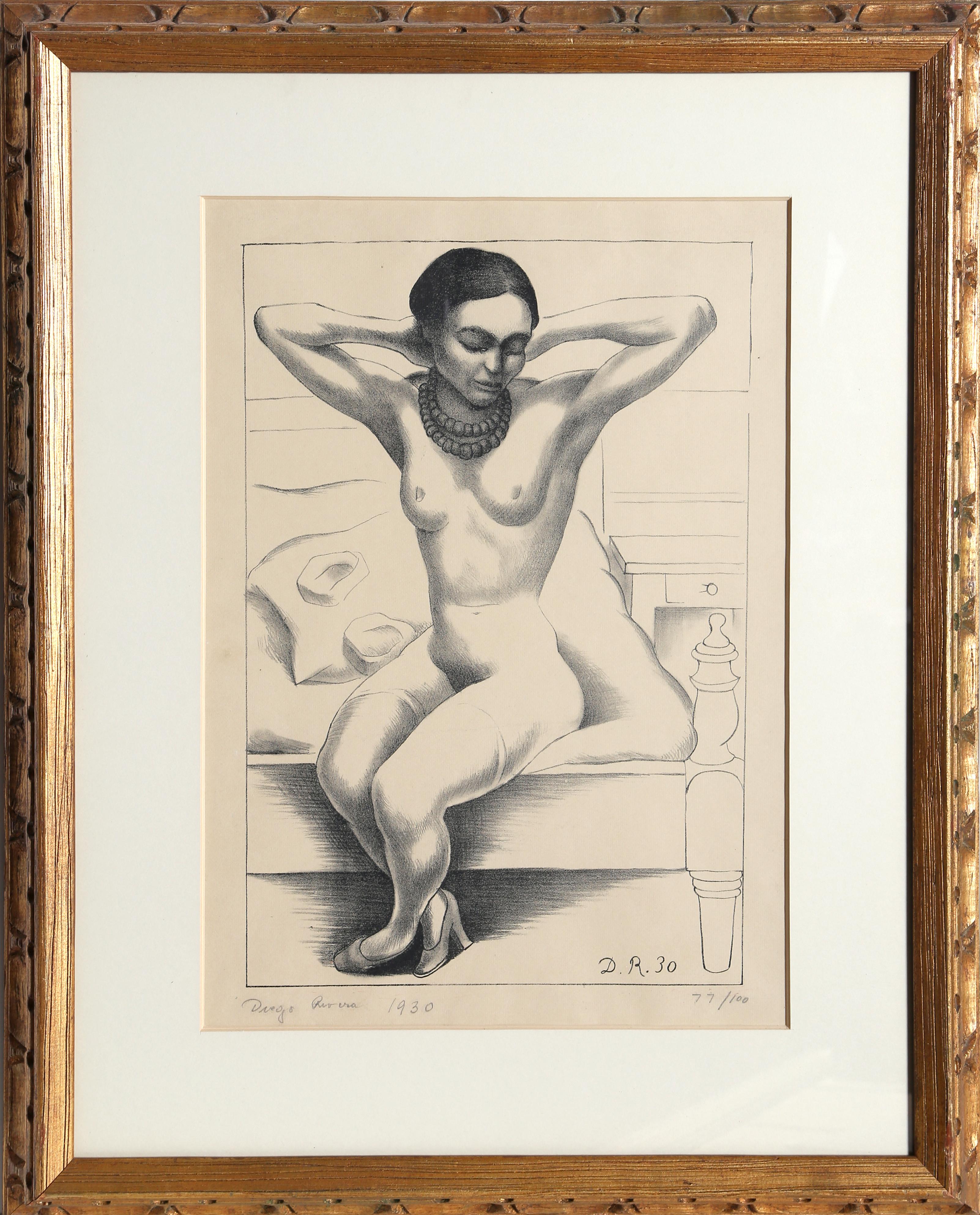 Diego Rivera Figurative Print - Desnudo de Frida Kahlo