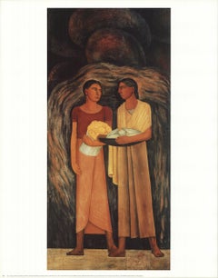 Diego Rivera „Frauen mit Blumen und Gemüse“ – Offsetlithographie