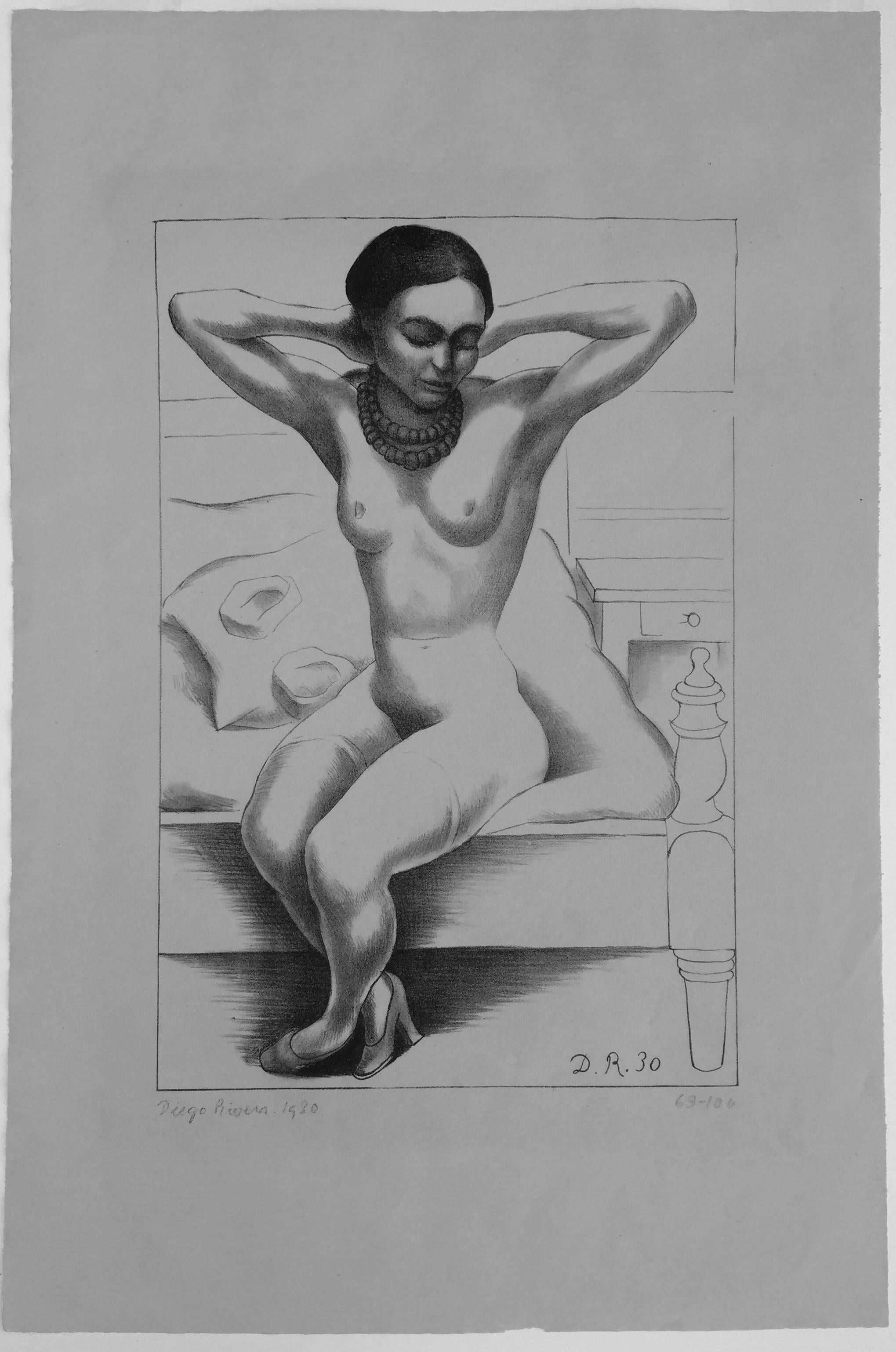              FRIDA KAHLO - (NUDE SITTING) - Feminist Print by Diego Rivera