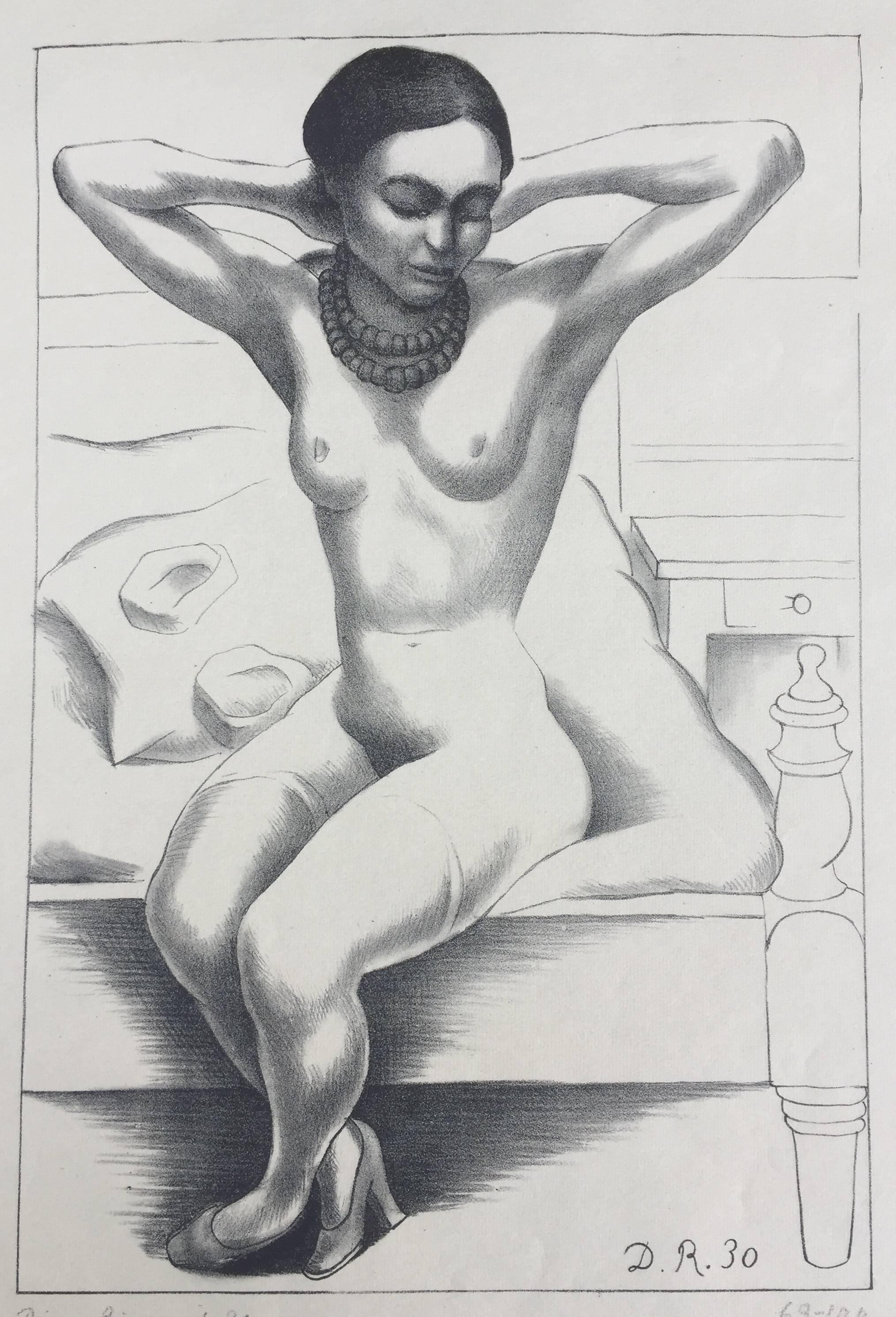 Diego Rivera Figurative Print -              FRIDA KAHLO - (NUDE SITTING)