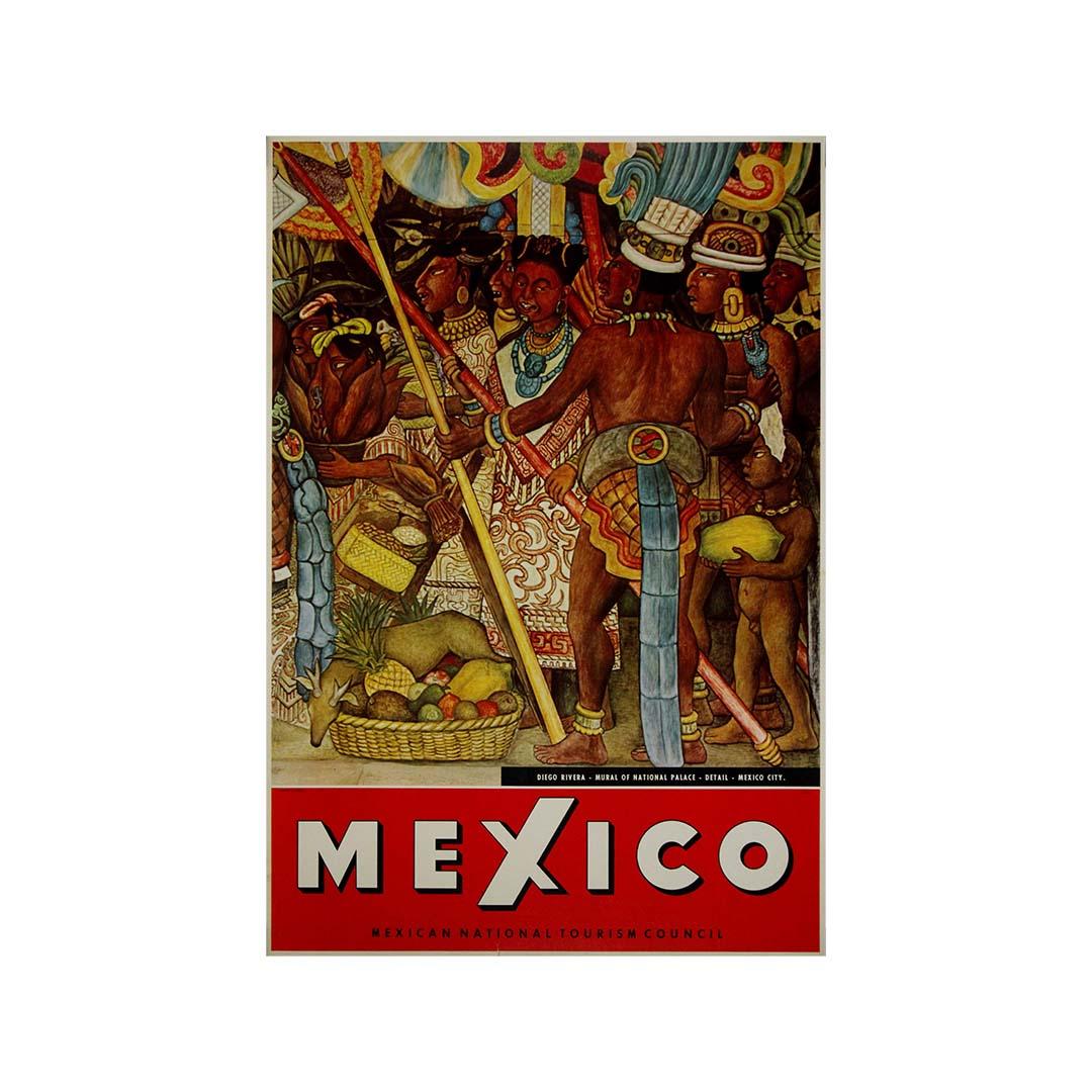 Original Reiseplakat von Diego Rivera -  Wandgemälde des nationalen Palastes in Mexiko im Angebot 1