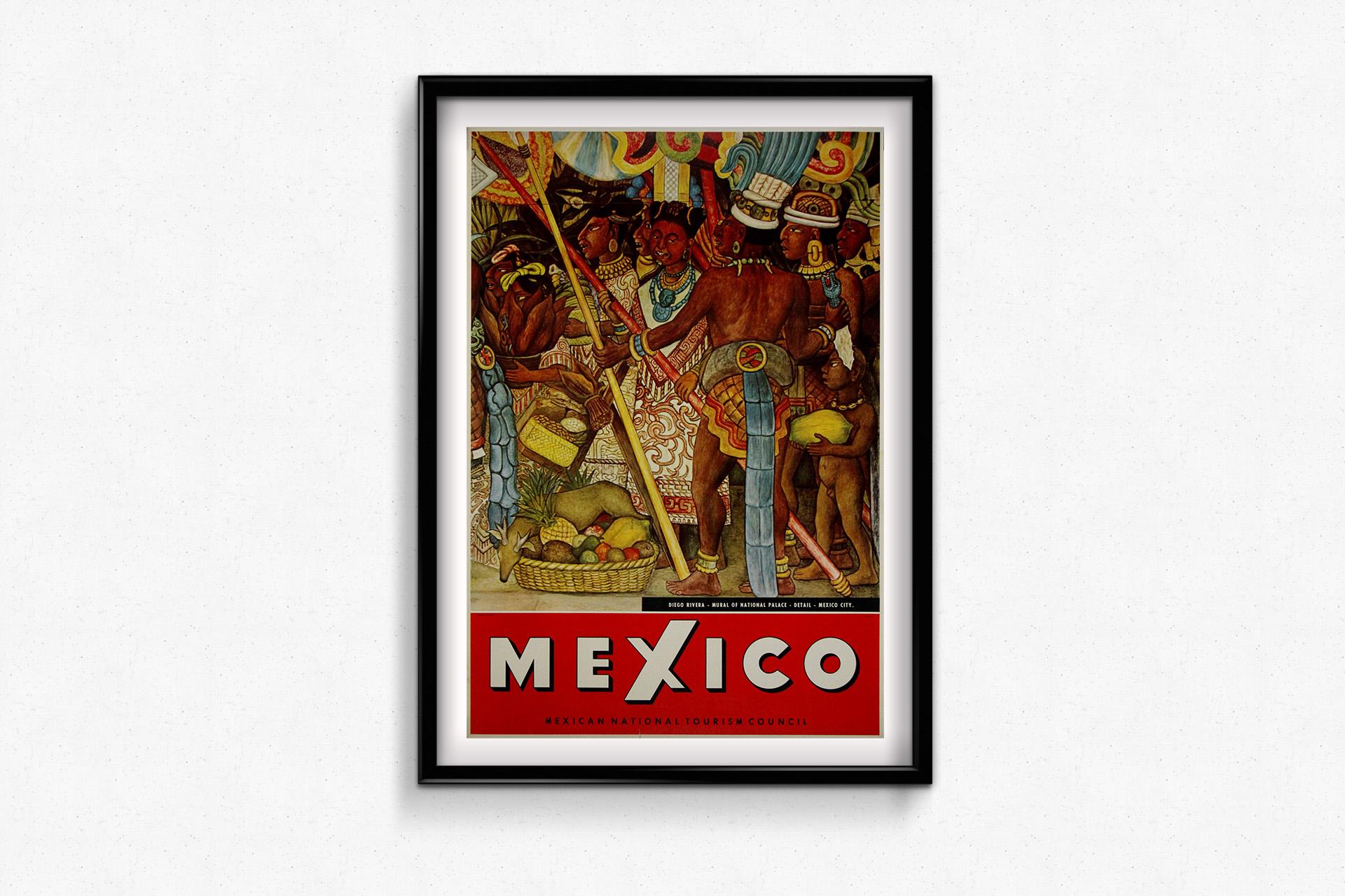 Original Reiseplakat von Diego Rivera -  Wandgemälde des nationalen Palastes in Mexiko im Angebot 3
