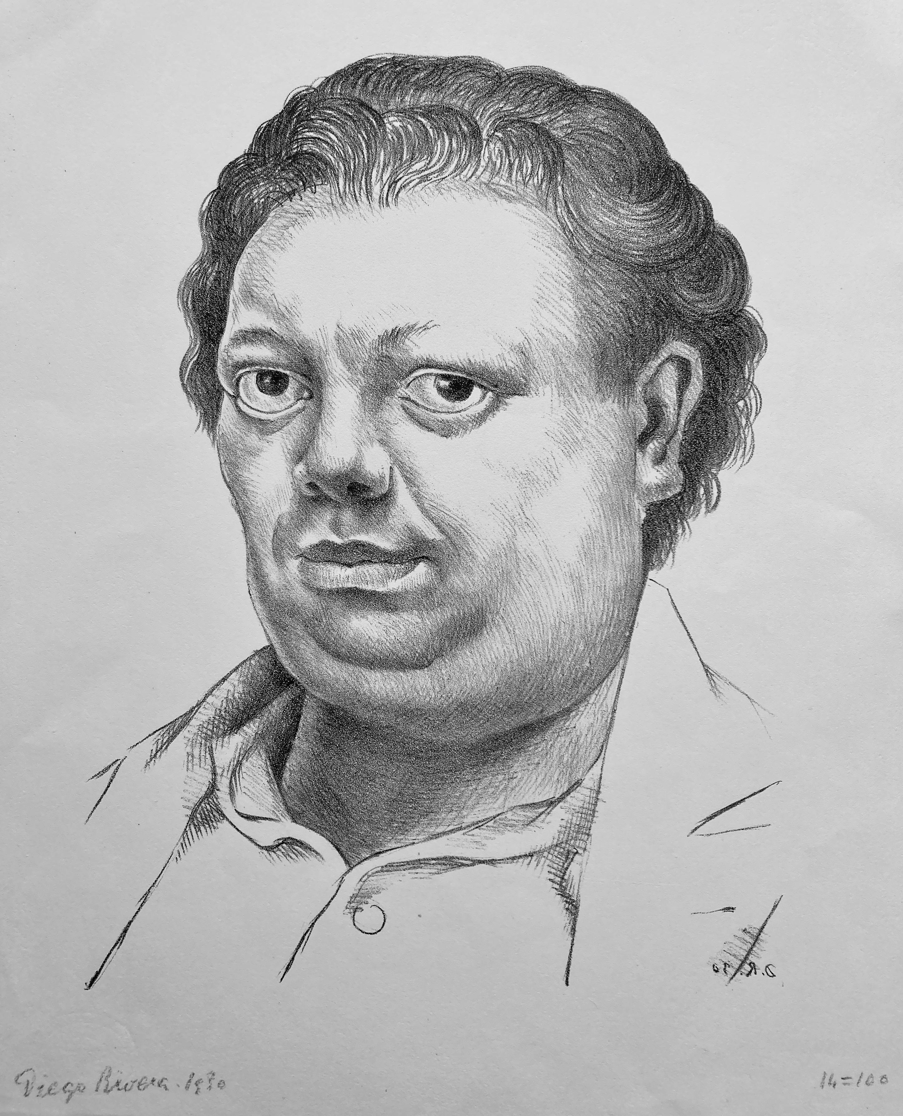 Diego Rivera Figurative Print - SELF PORTRAIT  / AUTORETRATO 