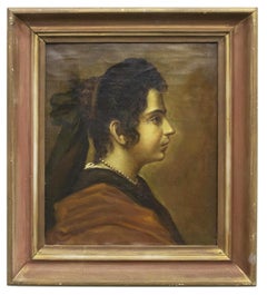 19th c. Portrait Oil Painting After Diego Velazquez Entitled SYBIL