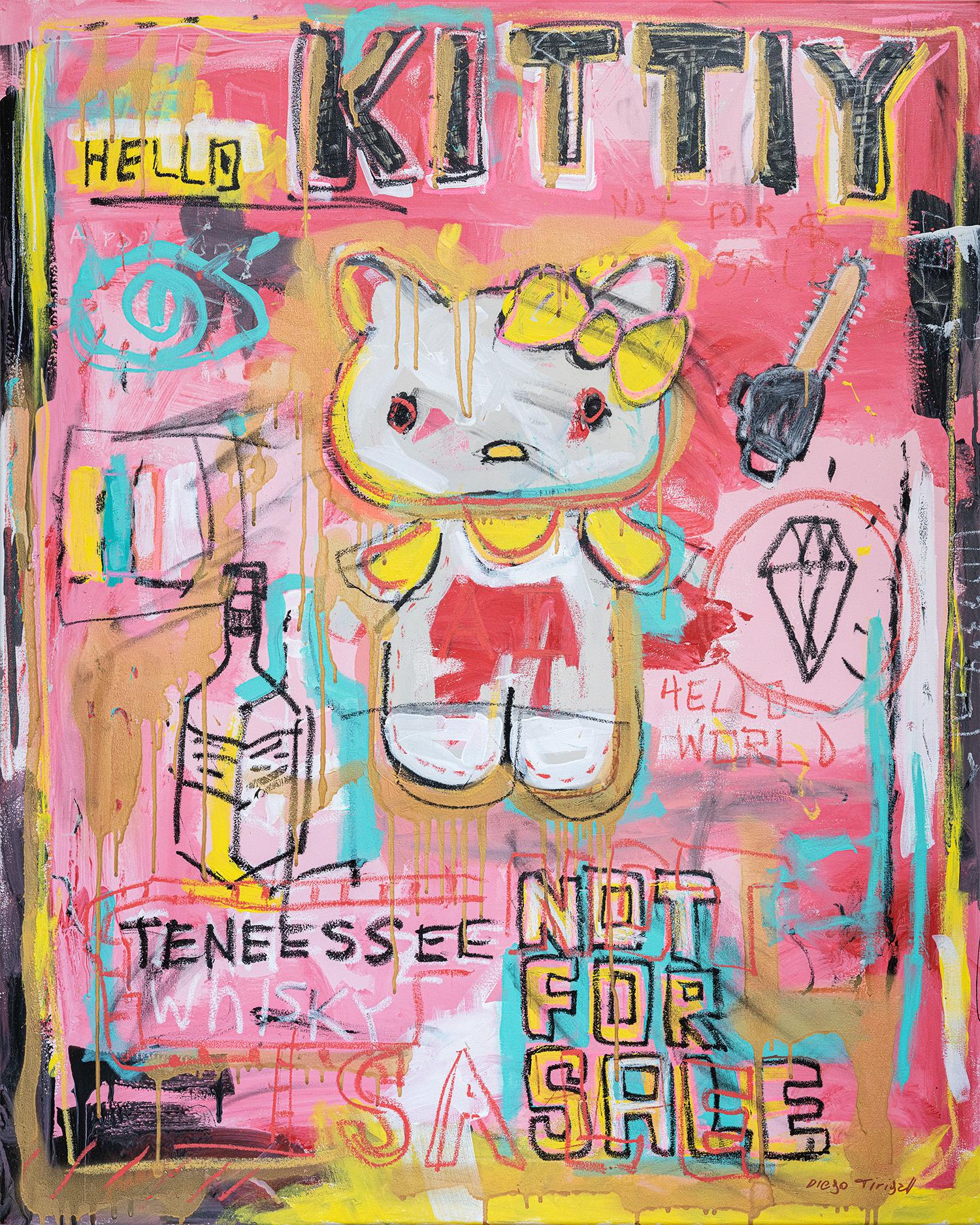 Diego Tirigall Figurative Painting - Behind Hello Kitty