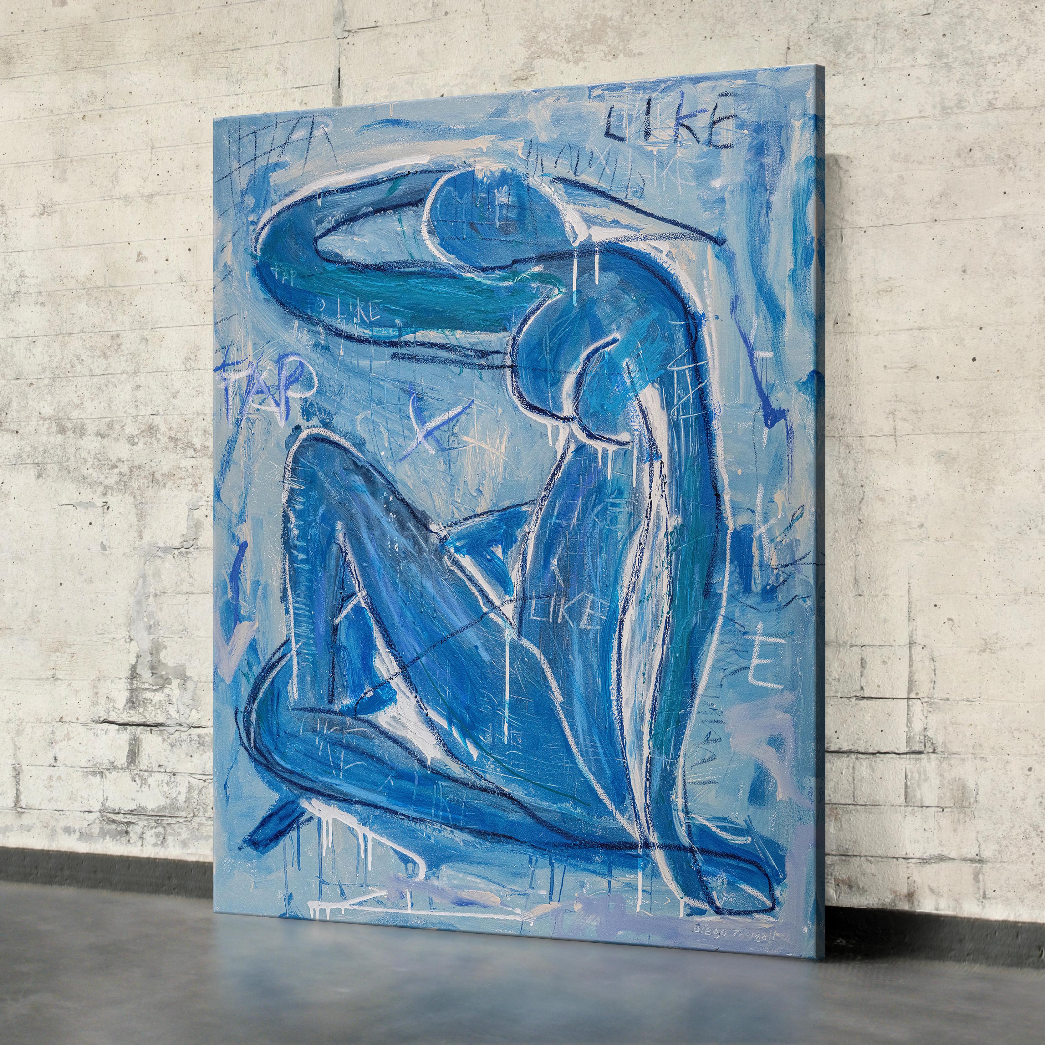 Matisse Blue Nude - Dammi un fiammifero  - Stile Basquiat - Painting di Diego Tirigall