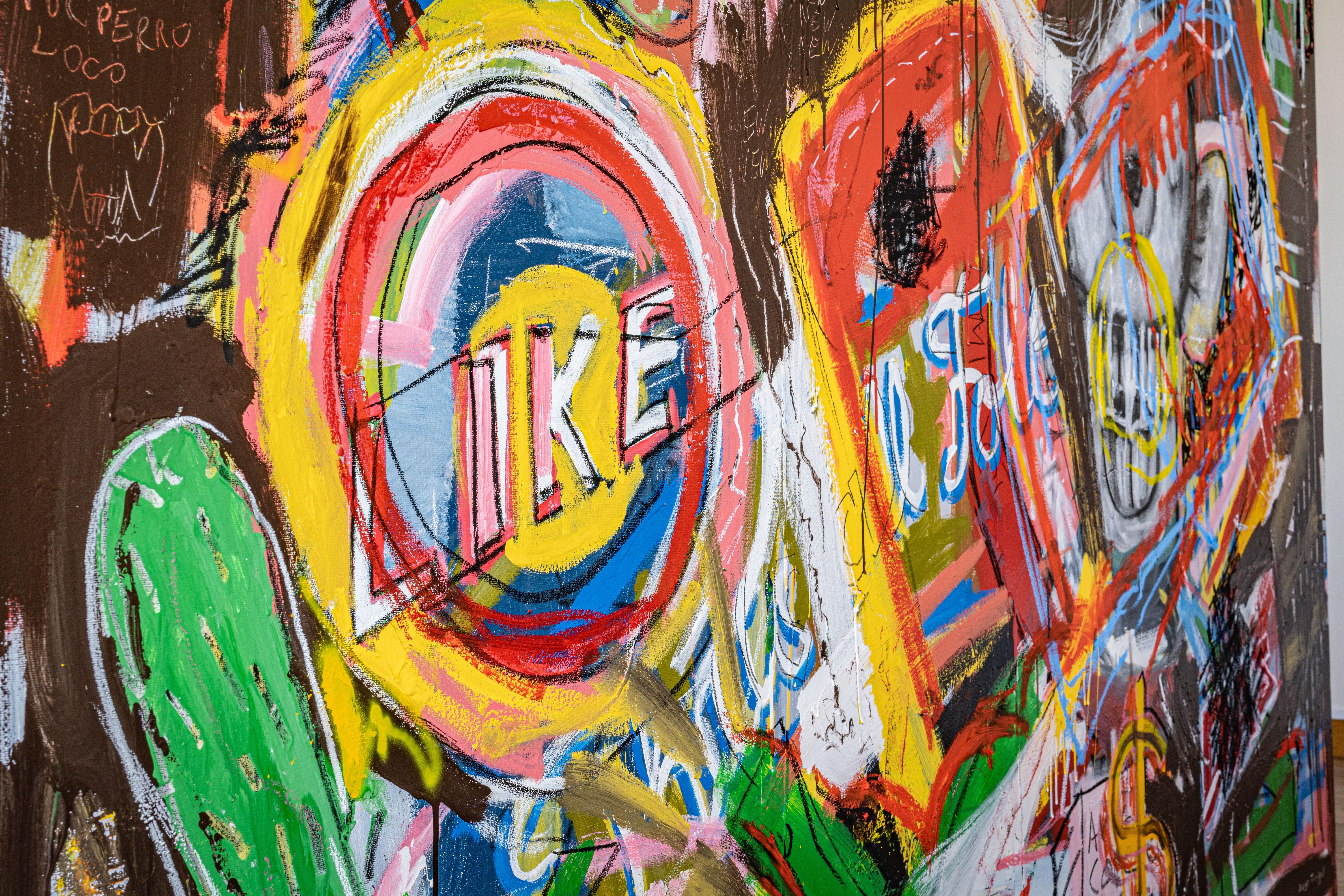 Smoke Break - Basquiat style, 2022 - Painting by Diego Tirigall