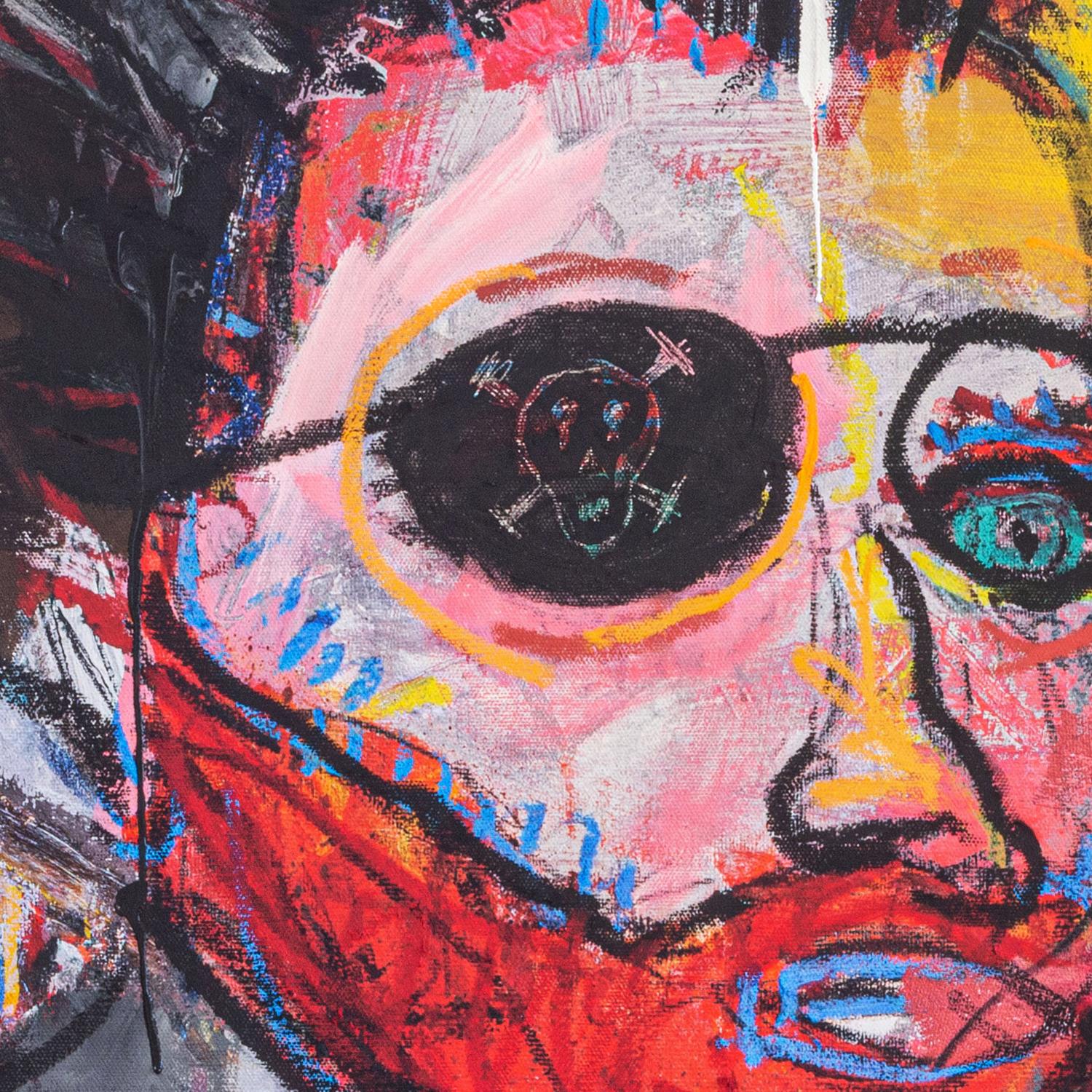 Vincent Van Gogh, Street Art decentralizzata in stile Basquiat - Portrait Painting Marrone di Diego Tirigall