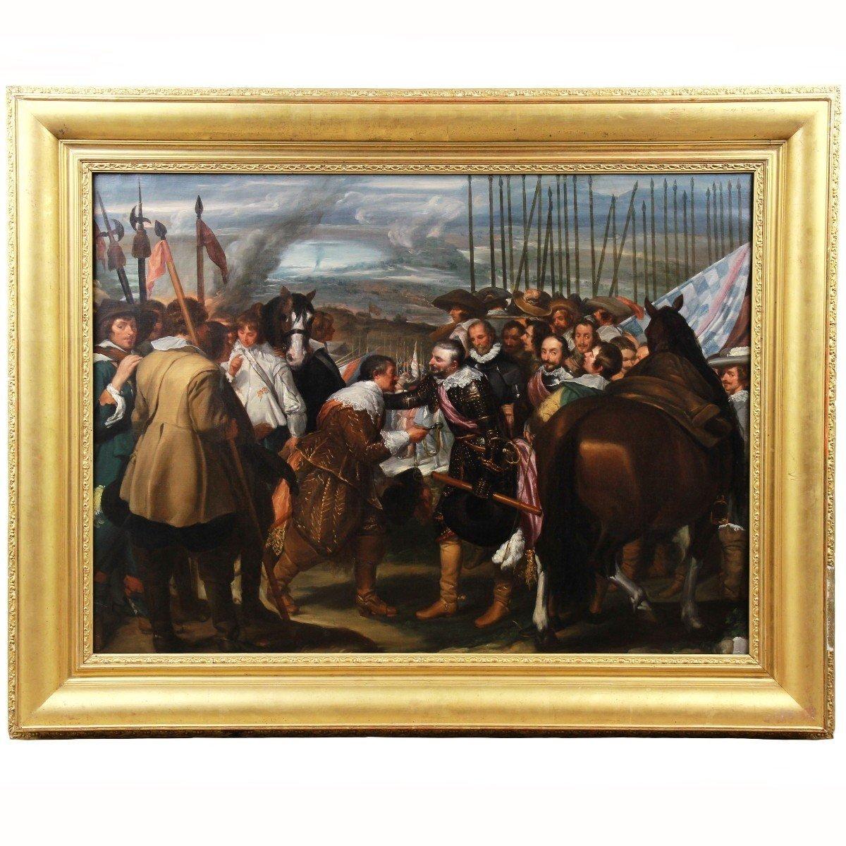 Öl auf  canvas Historische Szene „Die Rückgabe von Breda“ nach Diego Velasquez, Gemälde 