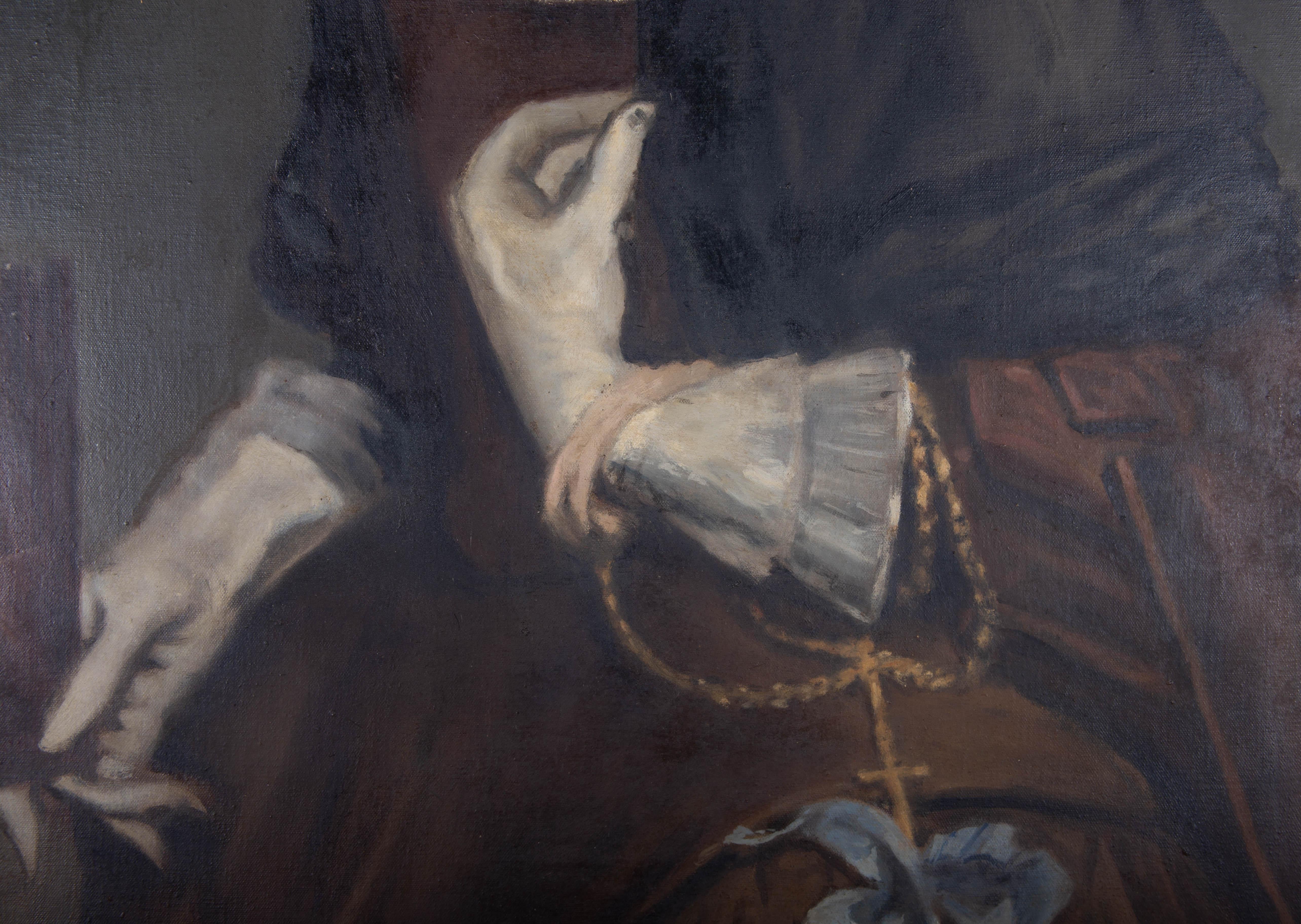 Dopo Diego Velazquez (1599-1660) - Olio del XX secolo, La dama con il ventaglio 1