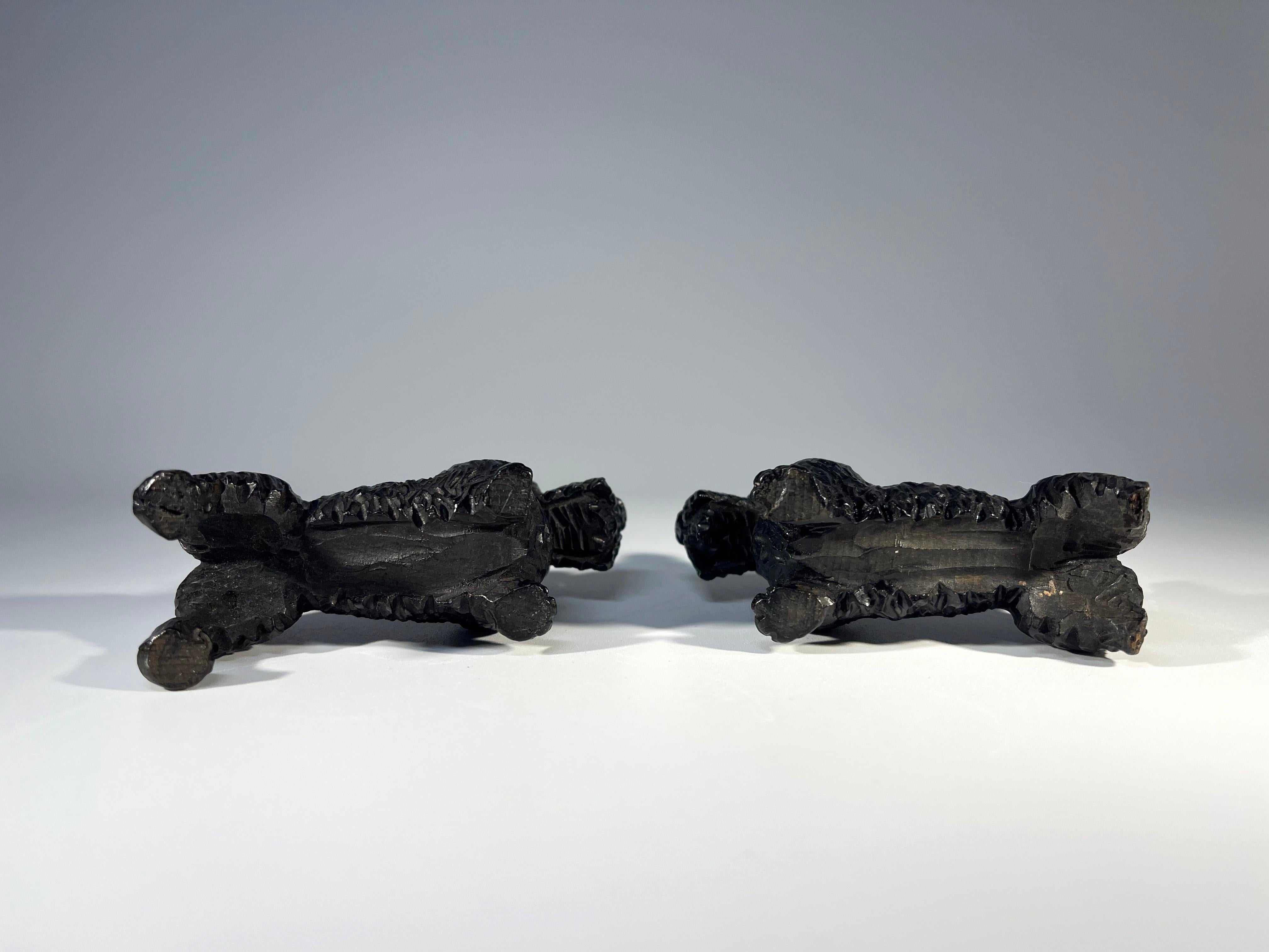 Diehard Pair Of Miniature Black Forest Hand Carved Scottish Terrier Scottie Dogs 1